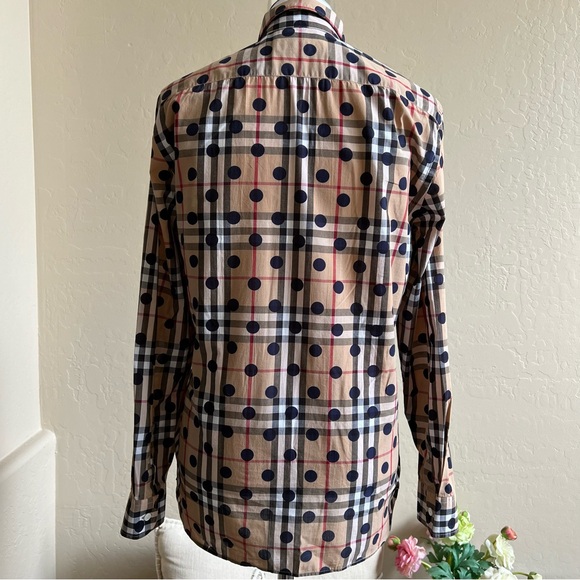 NWOT! Burberry Polka Dot Nova Plaid Button Down Shirt S/P  $850 - Picture 10 of 14
